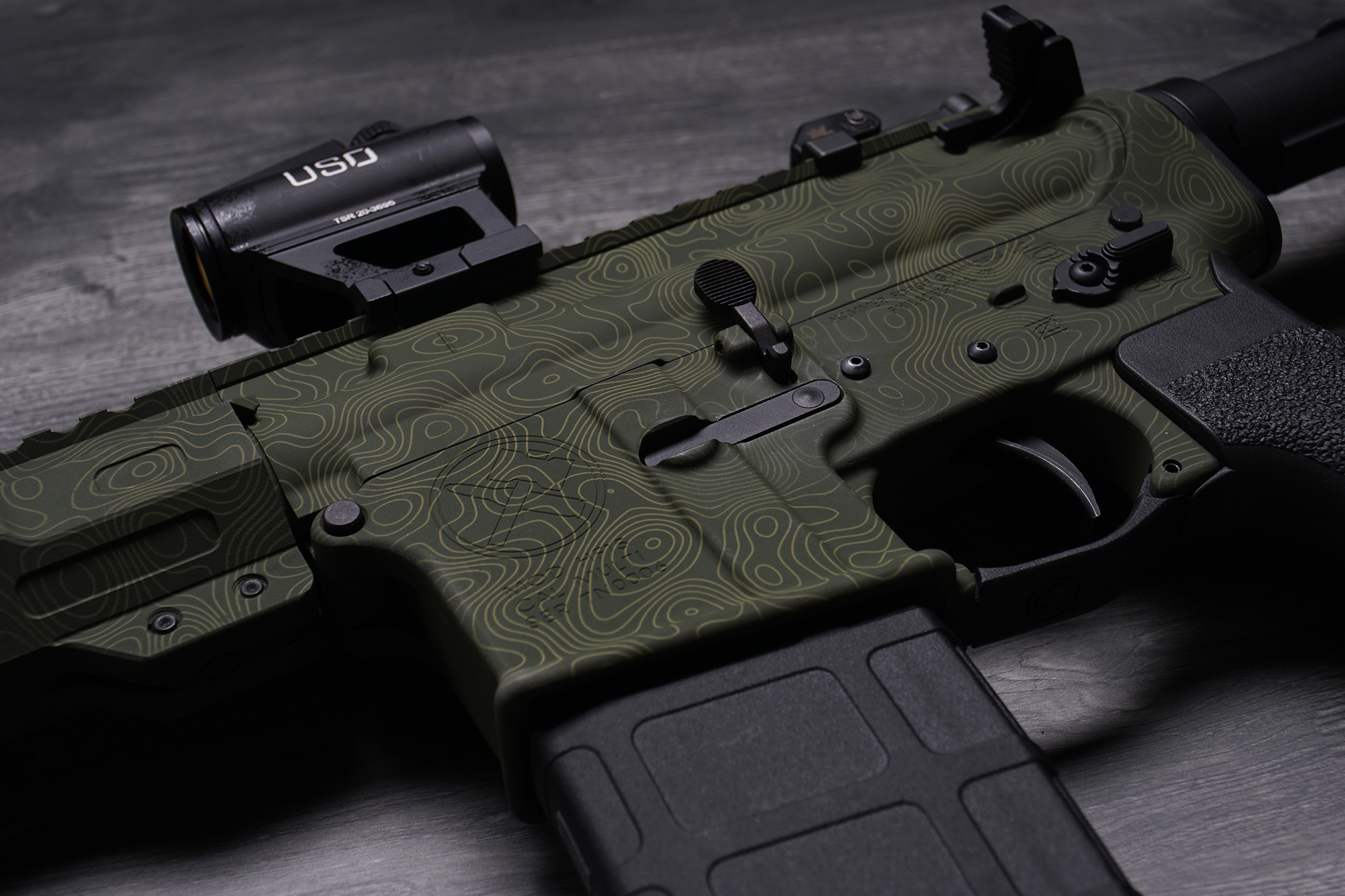 Topographic Rifle Receiver Topo done in a FS Green Finish | Cerakote