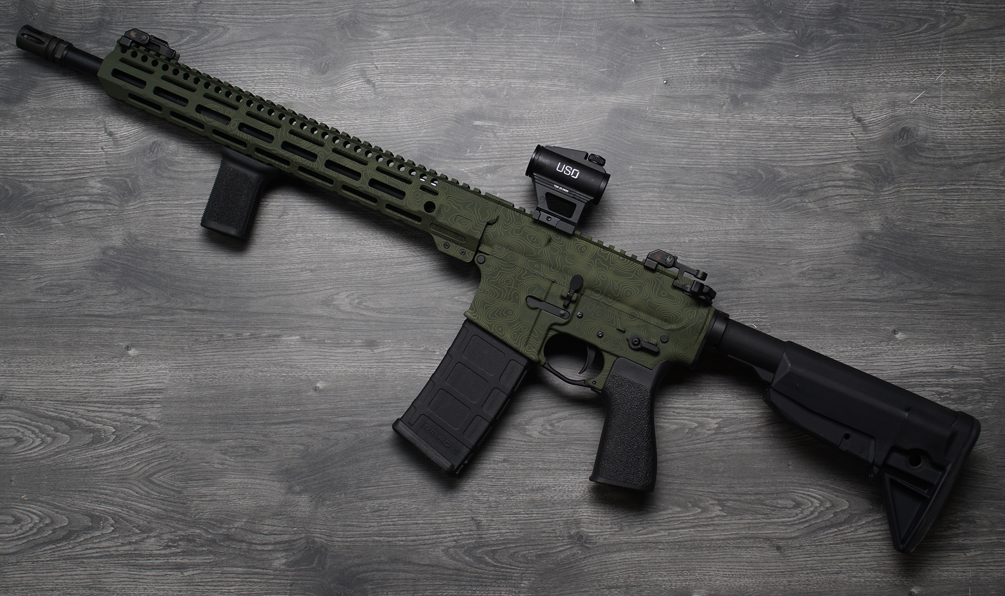 Topographic Rifle Receiver Topo done in a FS Green Finish | Cerakote