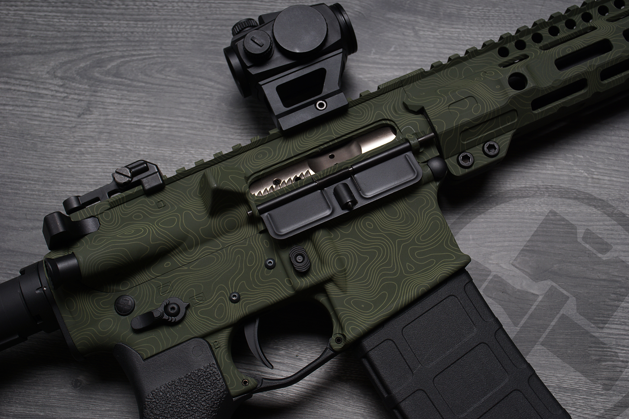Topographic Rifle Receiver Topo done in a FS Green Finish | Cerakote