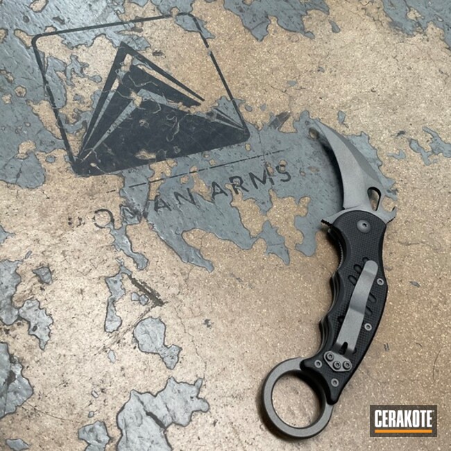 Karambit Folder Coated With Cerakote In Tactical Grey And Graphite Black