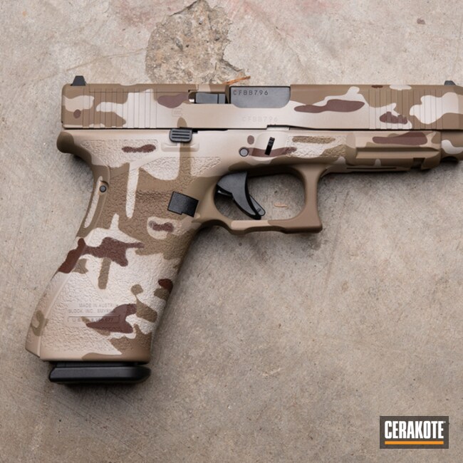 Desert Camo Coated With Cerakote In Dark Brown, Desert Sand And Patriot Brown