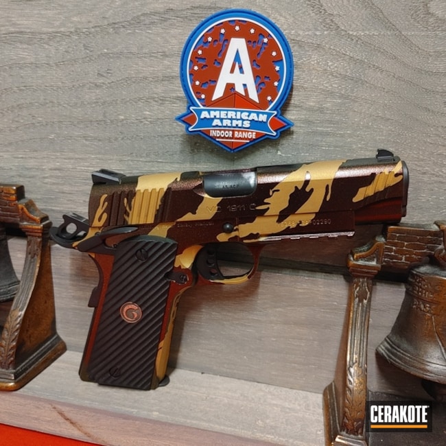 Custom Tiger Stripe 1911 With Razorback Gun Candy Gold H-122 Armor Black H-190