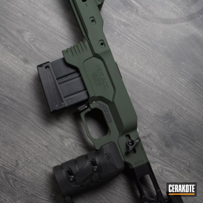 Mdt Chassis Coated With Cerakote In Highland Green And Graphite Black