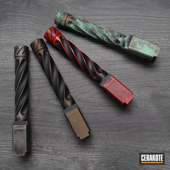 Usmc Red, Titanium, Graphite Black, Burnt Bronze, Copper And Island Green Glock 19 Barell