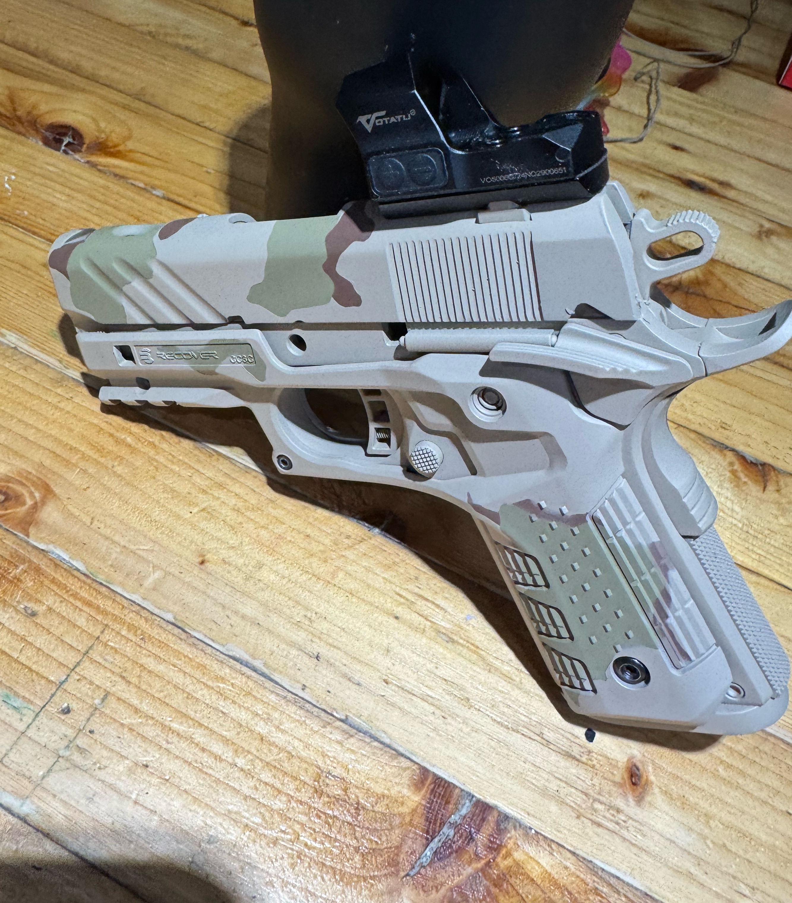 DCU Camo Pattern RIA 1911 With Custom Slide And Red Dot | Cerakote