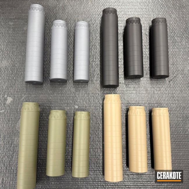 Suppressors Coated With Cerakote In Sniper Grey, O.d. Green, Armor Black And Magpul® Fde