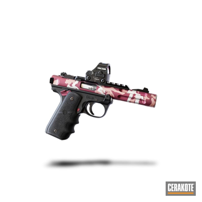 Satin Aluminum, Cranberry Frost And Rose Gold Ruger Mk Iv Fluted Barrel