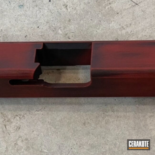 Red Distressed Glock Slide Coated With Cerakote