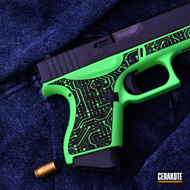 Digital Recoil - Glock 43 W/ Parakeet Green And Circuit Board Engraving