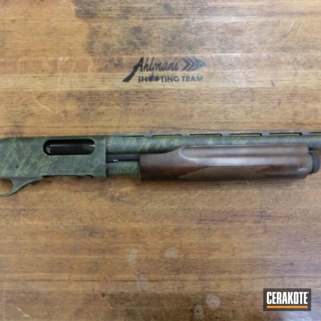 Custom Green Spatter Camo On Remington 870
