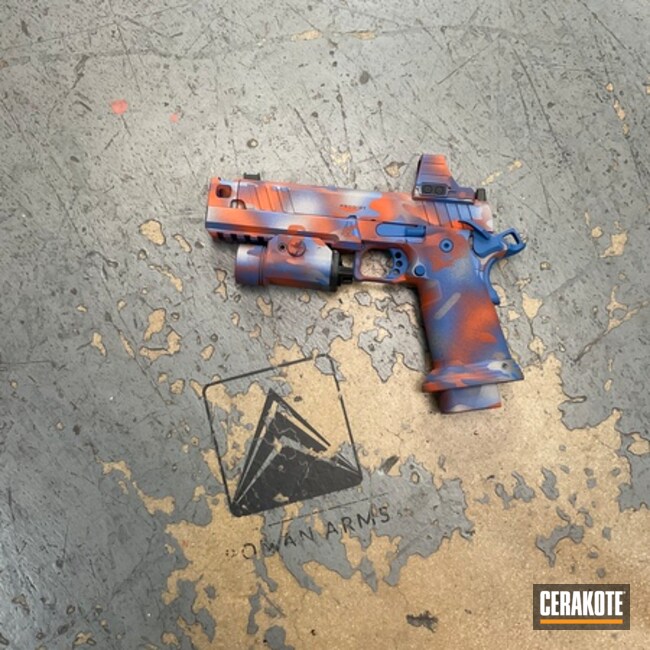 Prodigy 2011 Coated With Cerakote In Hunter Orange, Satin Aluminum And Nra Blue