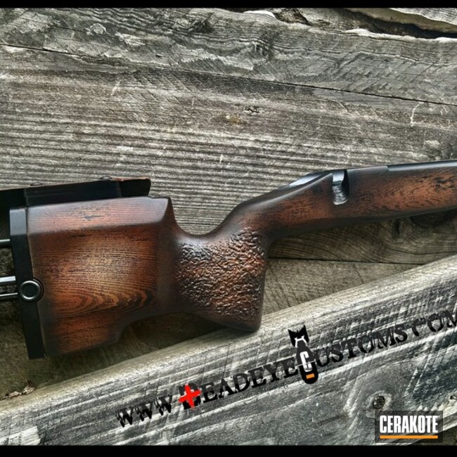 Woodgrain Bolt Action Coated With Cerakote In Dark Brown, Light Sand, Graphite Black And Ral 8000