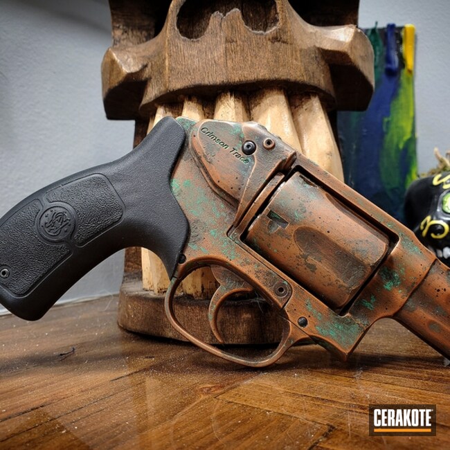 Armor Black, Zombie Green And Copper Patina Revolver