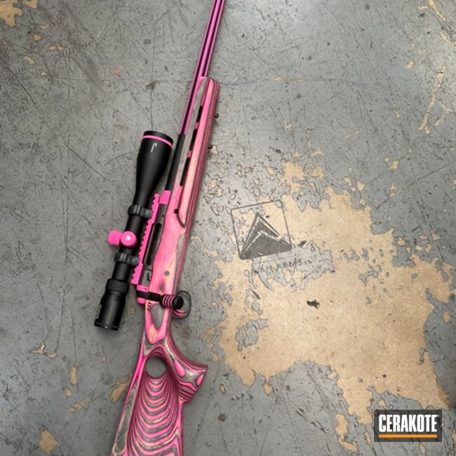 Thumbhole Bolt Action Coated With Cerakote In Prison Pink