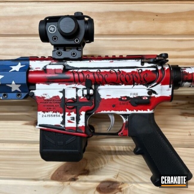 Anderson Disressed Flag Coated With Cerakote In Graphite Black, Stormtrooper White, Patriot Blue And Usmc Red