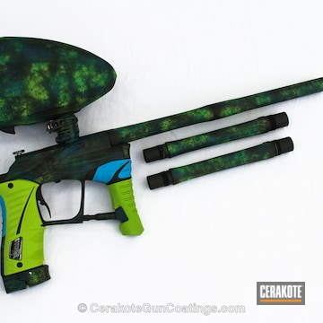 Cerakoted H-168 Zombie Green With H-169 Sky Blue And H-190 Armor Black