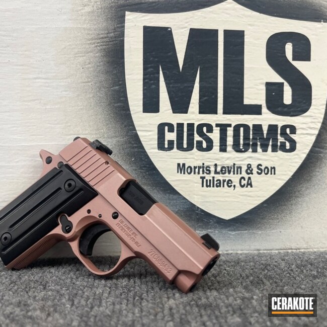 Sig938 Coated With Cerakote In Rose Gold And Graphite Black