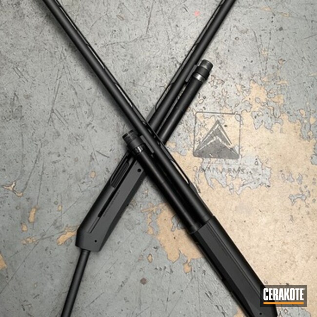 Shotgun Coated With Cerakote In Graphite Black