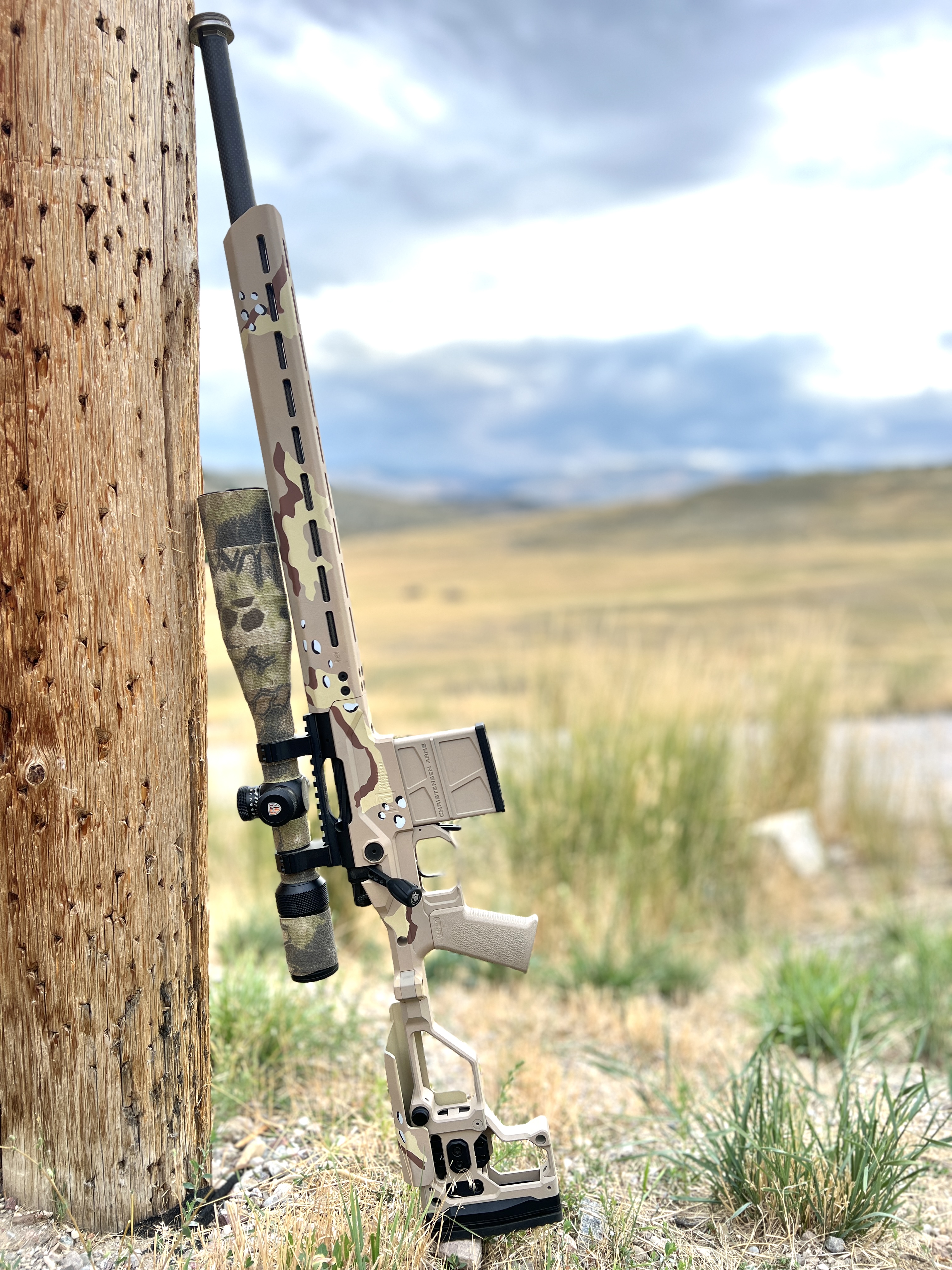 Chipped Coating Rifle Choco chip camp chassis | Cerakote
