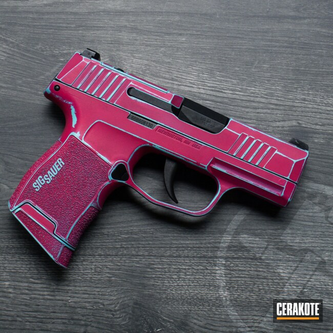 P365 Coated With Cerakote In Sig™ Pink And Robin's Egg Blue
