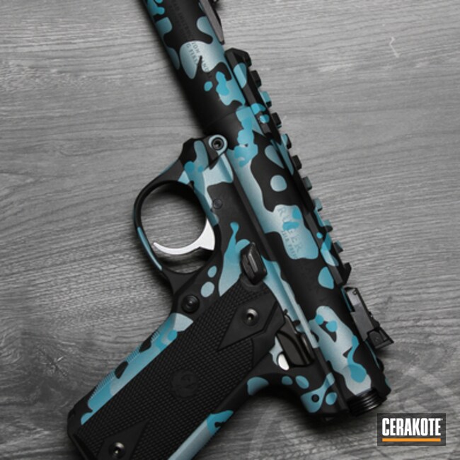 Mark Iv Coated With Cerakote In Graphite Black, Aztec Teal And Satin Mag