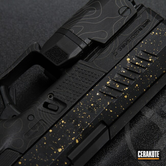 Cz-p10 Coated With Cerakote In Cerakote Fx Gold And Graphite Black