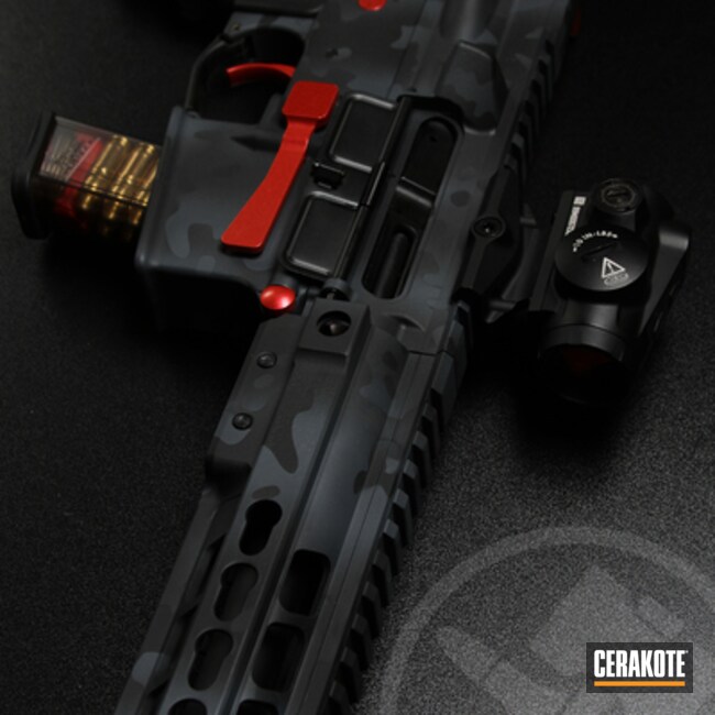 Black Camo Ar9 Coated With Cerakote In H-146 And H-345
