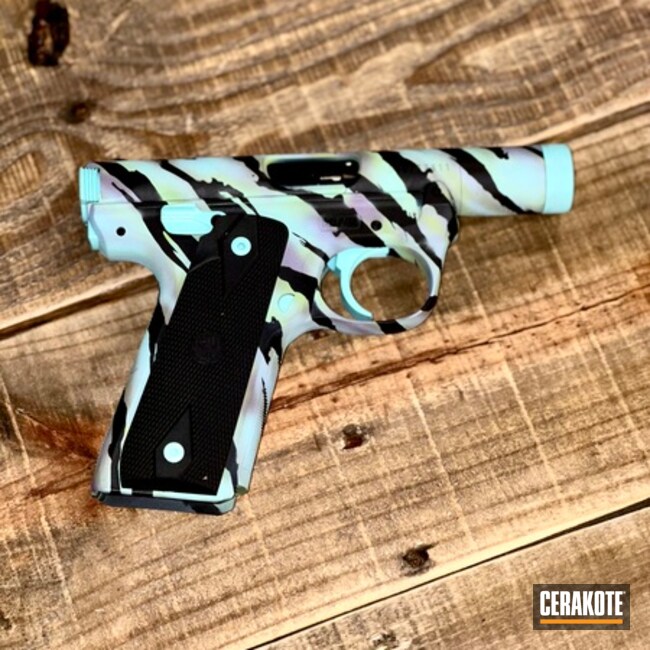 Ruger Mark Iv Tgs Coated With Cerakote In Zombie Green, Robin's Egg Blue And Bright Purple