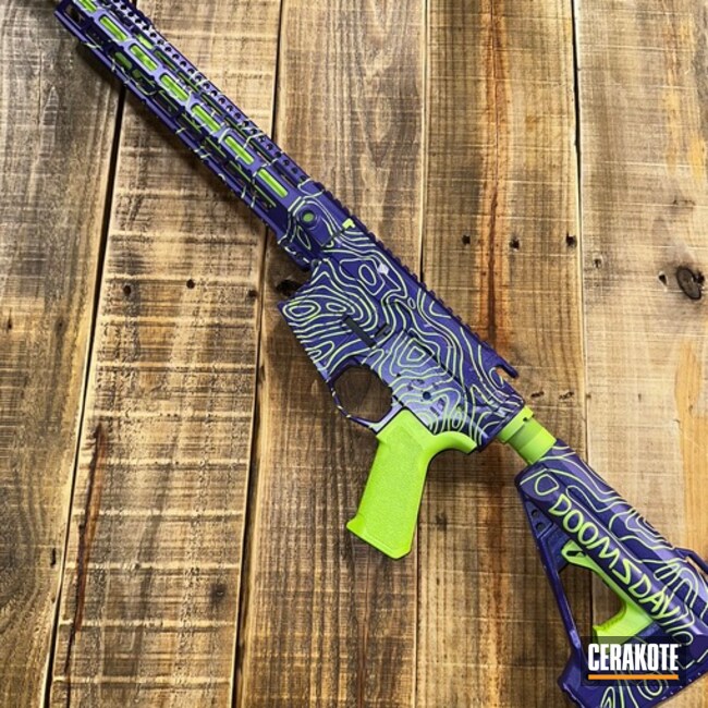 Bright Topo Coated With Cerakote In Periwinkle, Sangria And Zombie Green