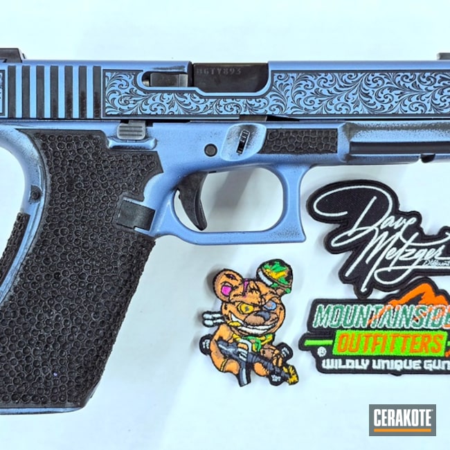 Graphite Black And Polar Blue Frostbite Filigree Glock 17 Gen 5 