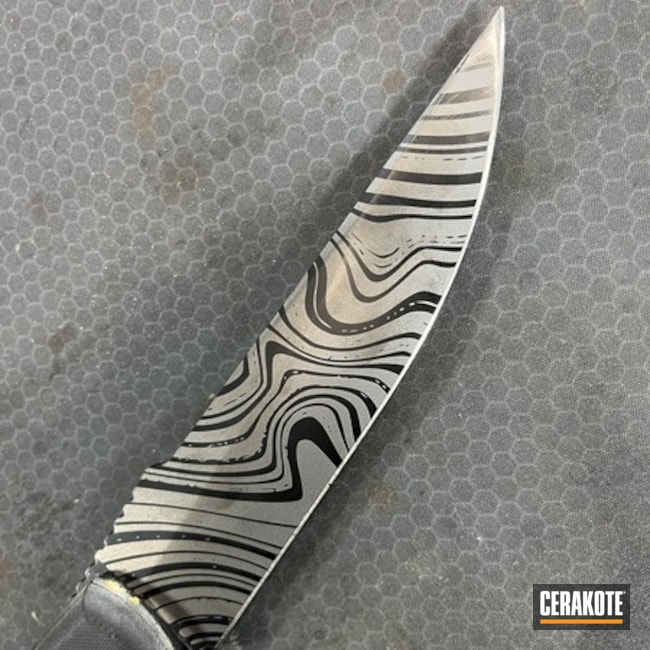 Laser Engraved Damascus Knife