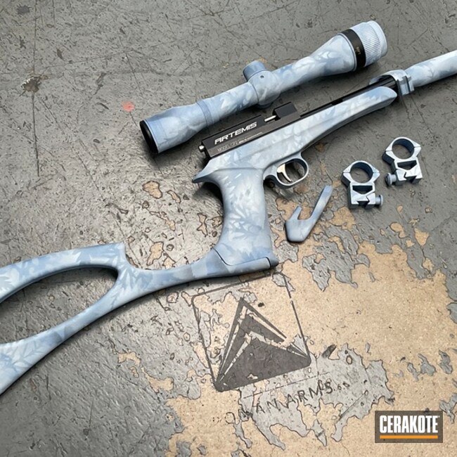 Artemis Coated With Cerakote In Snow White, Frost, Blue Raspberry And Polar Blue