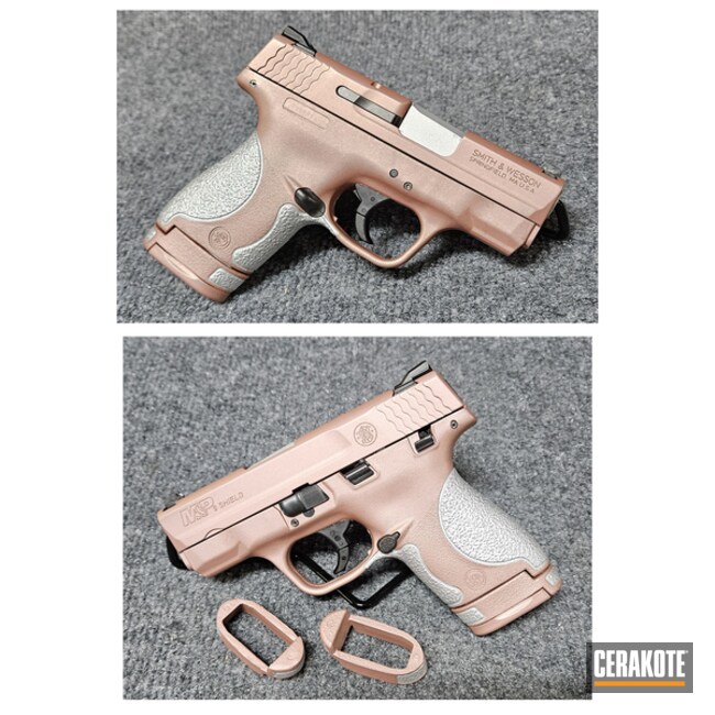 S&w M&p Shield Painted With Rose Gold And Highlights Done In Satin Aluminium