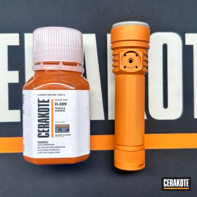 Flashlight Housing Coated With Cerakote In Tequila Sunrise And Blue Raspberry