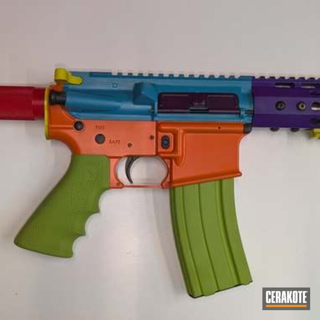 Rugrats Ar15 Coated With Cerakote In F-121, H-168, F-123, C-163 And H-216