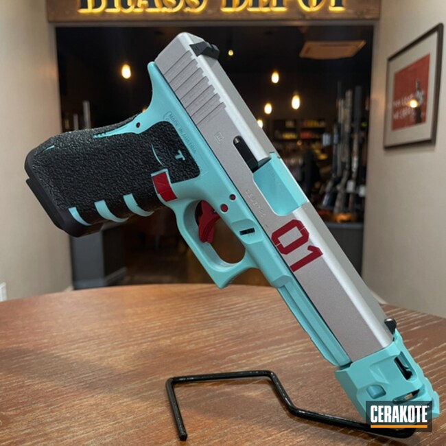 Satin Aluminum, Robin's Egg Blue And Usmc Red G17 Mass Driver