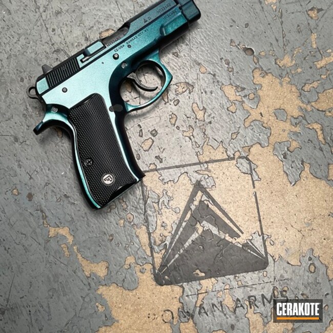 Cz-75 Coated With Cerakote In High Gloss Armor Clear And Graphite Black