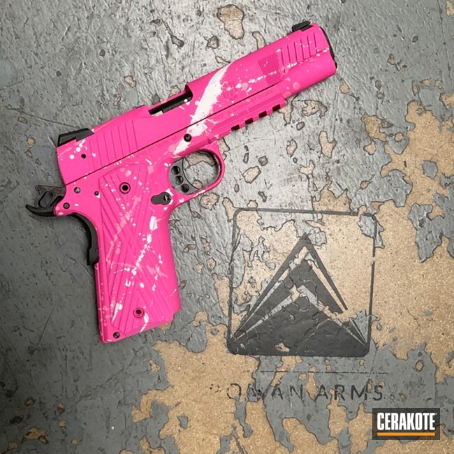 Pink Sherbet, Bright White And Prison Pink 1911 Pink And White Splatter