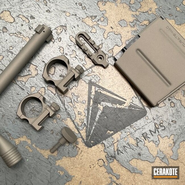 Bolt And Parts Coated With Cerakote In Titanium And Flat Dark Earth