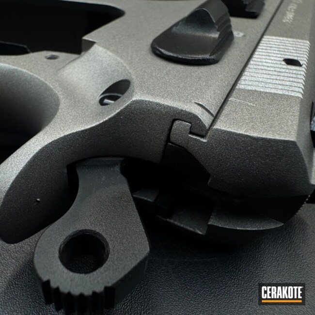 Cz75 Coated With Cerakote In Satin Aluminum And Graphite Black