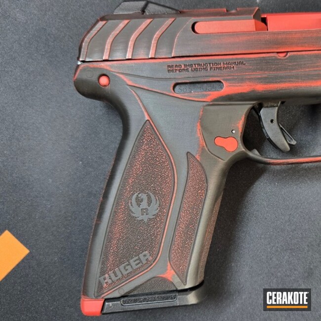 Ruger Security 9 Coated With Cerakote In Armor Black, Usmc Red And Burnt Bronze