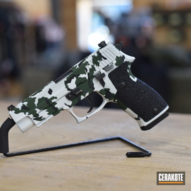 Custom Snow Camo Sig P220 W/ Custom Stippling