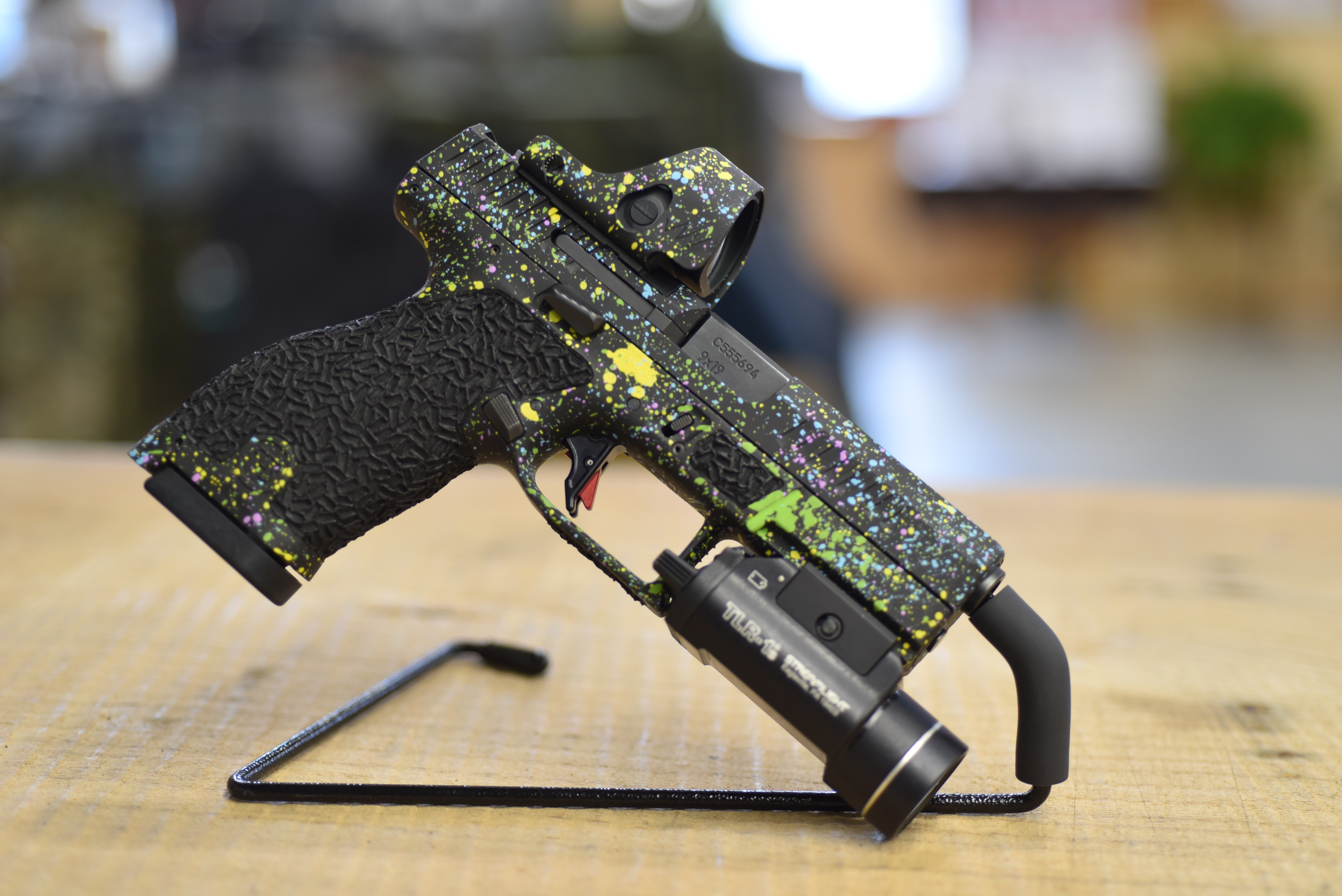 Custom Splattered P-10 C w/ Custom Stippling | Cerakote