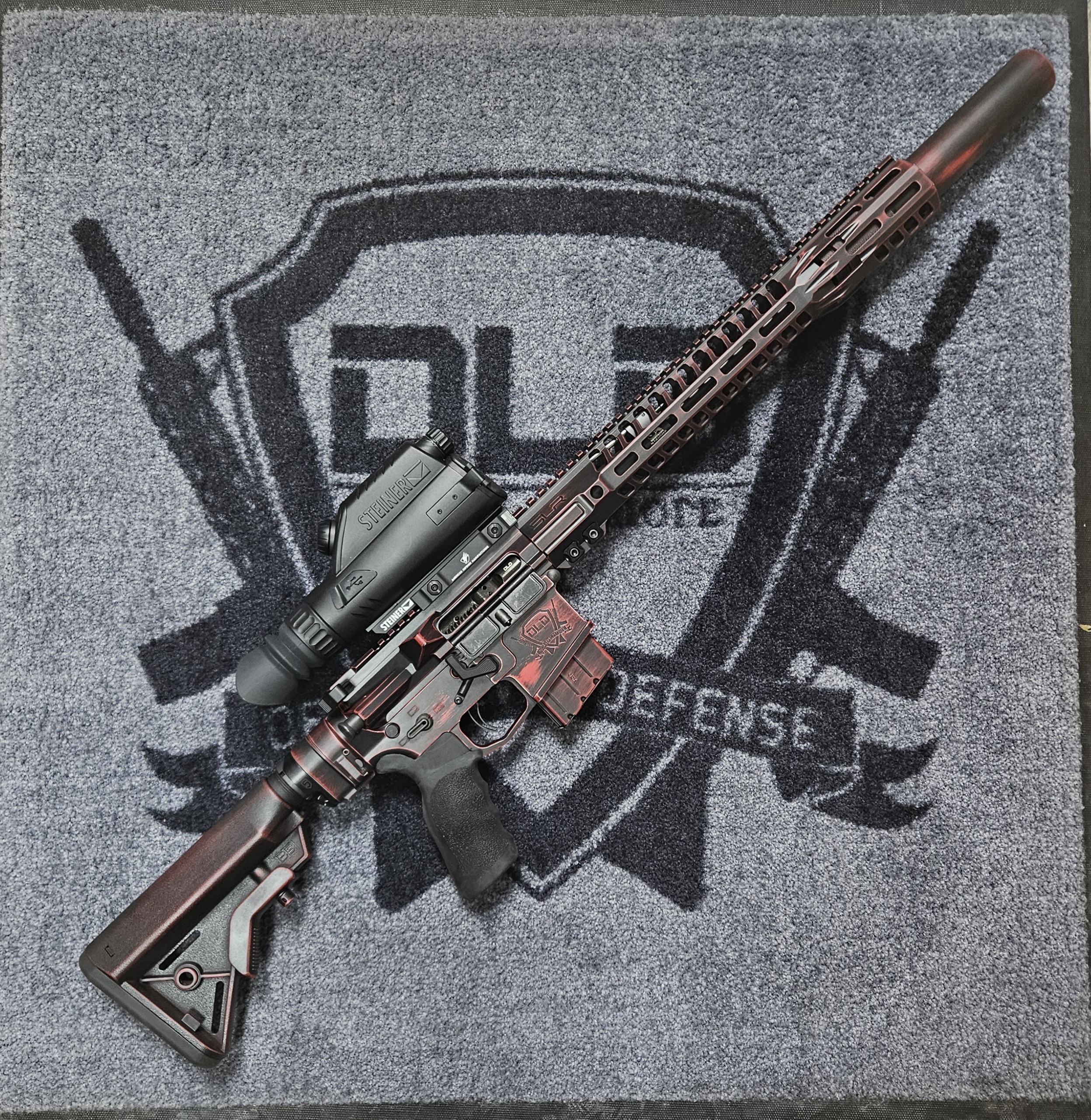 Distressed Rifles Custom Red and Black Distressed Rifle | Cerakote