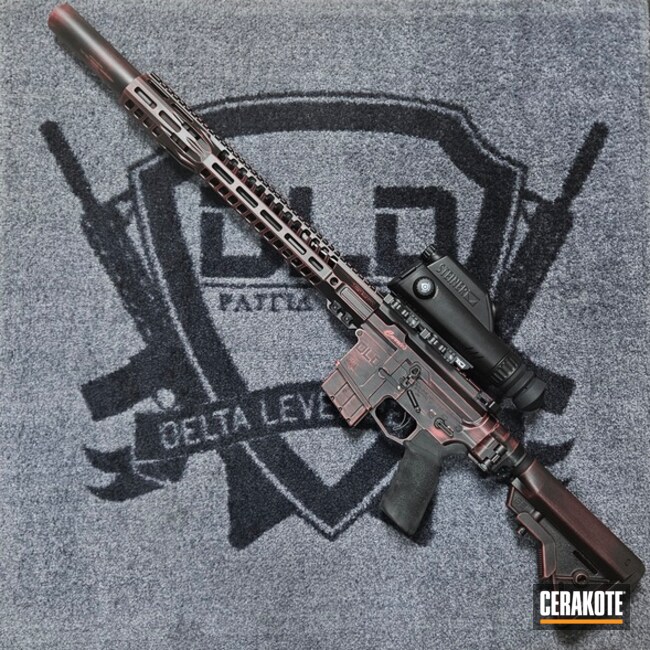 Custom Red And Black Distressed Rifle