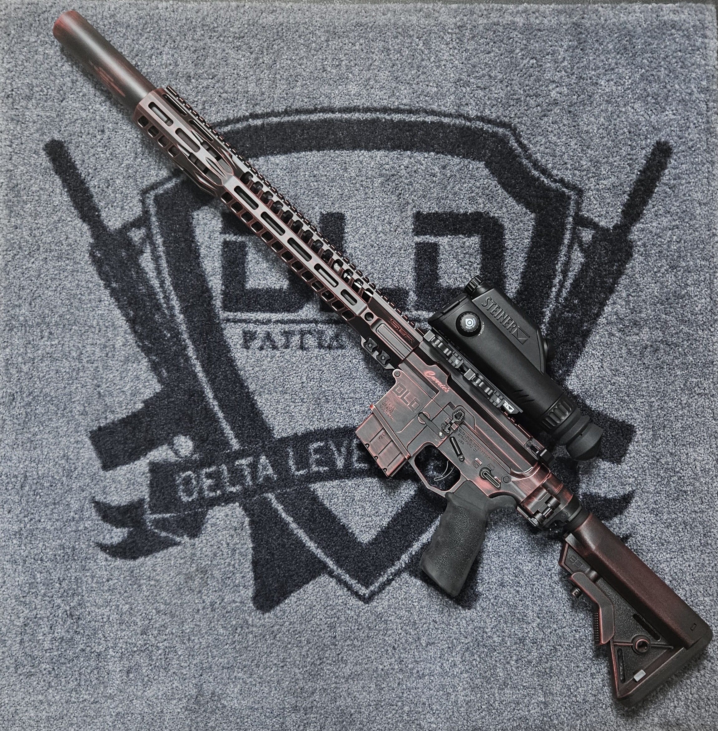 Distressed Rifles Custom Red and Black Distressed Rifle | Cerakote