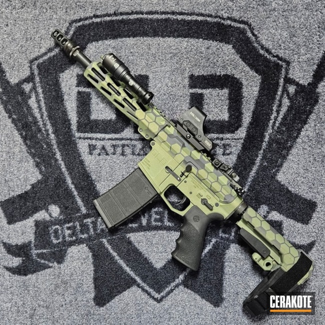 Green And Grey Hex Camo On 300 Blk Pistol