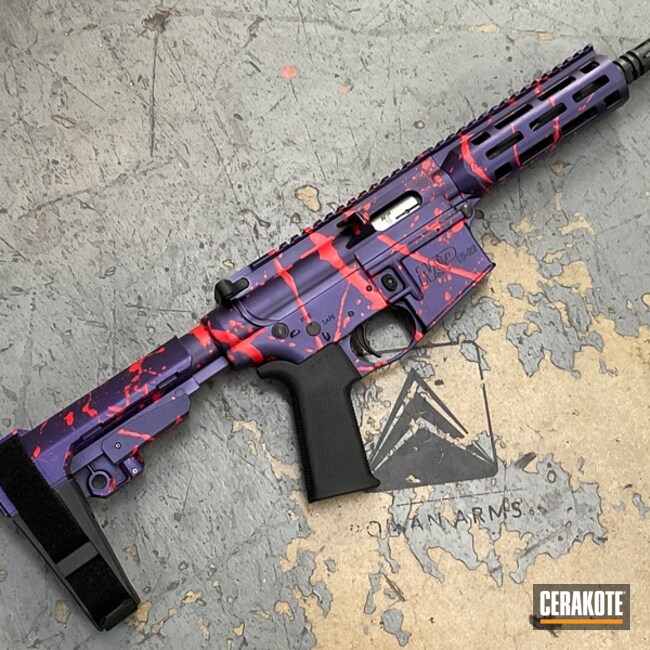 Red Splatter 22lr Coated With Cerakote In Usmc Red And Graphite Black