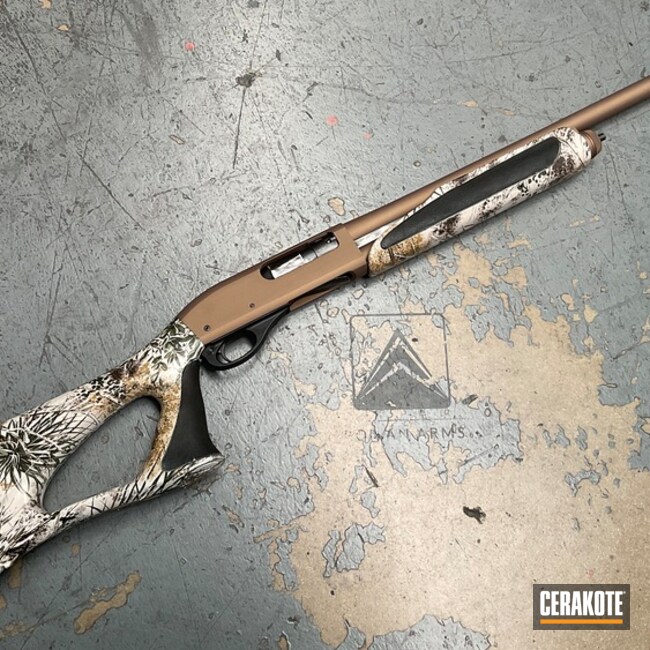 Shotgun Coated With Cerakote In Gold