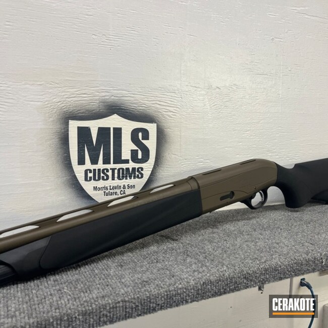 Shotgun Coated With Cerakote In Patriot Brown